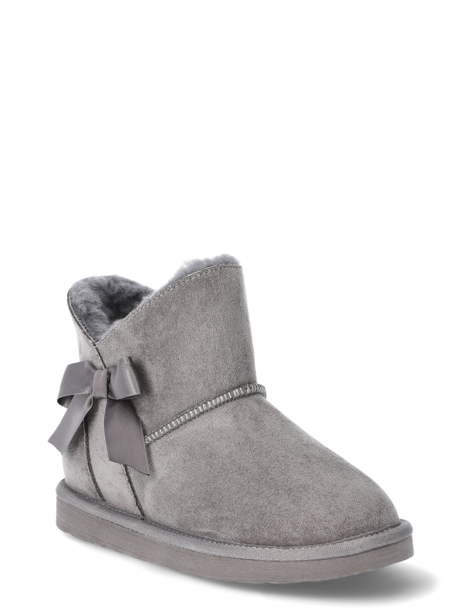 Pawz Little & Big Girls Faux Suede Shearling Bow Boots - Walmart.com