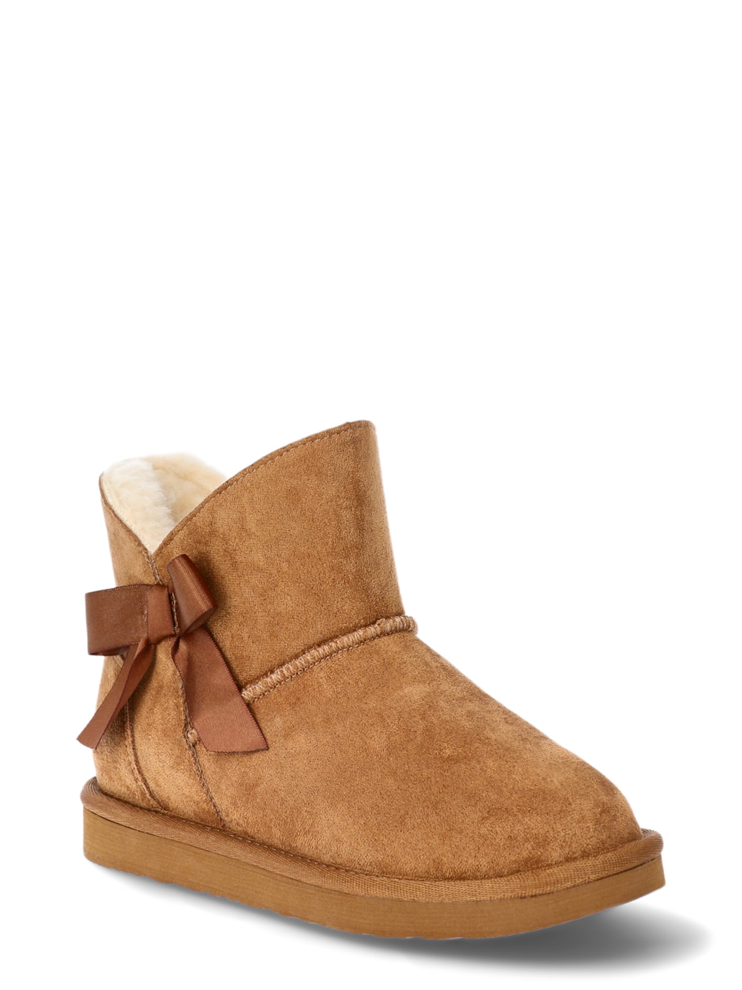 Pawz Little & Big Girls Faux Suede Shearling Bow Boots - Walmart.com