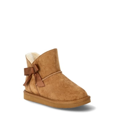 Pawz Little & Big Girls Faux Suede Shearling Bow Boots