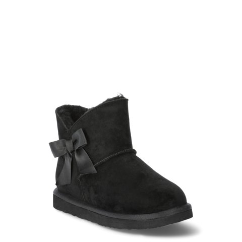 Little & Big Girls Faux Suede Shearling Bow Boots