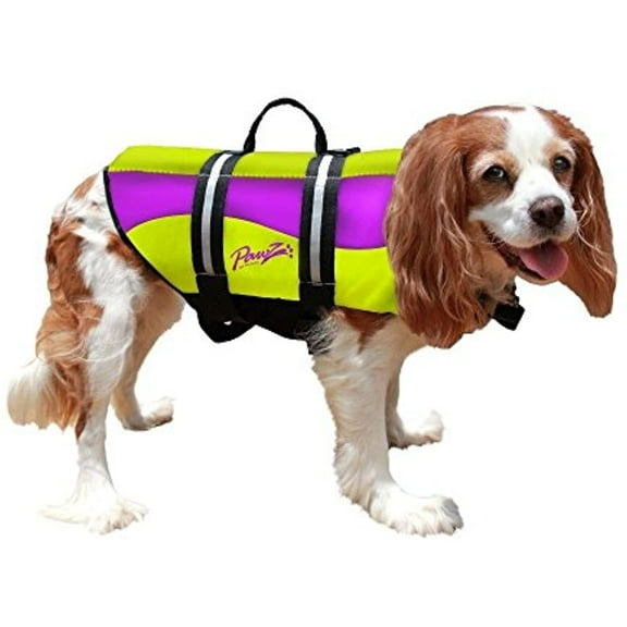 Pawz Pet Products Neoprene Dog Life Jacket, Yellow/Purple, Extra Small