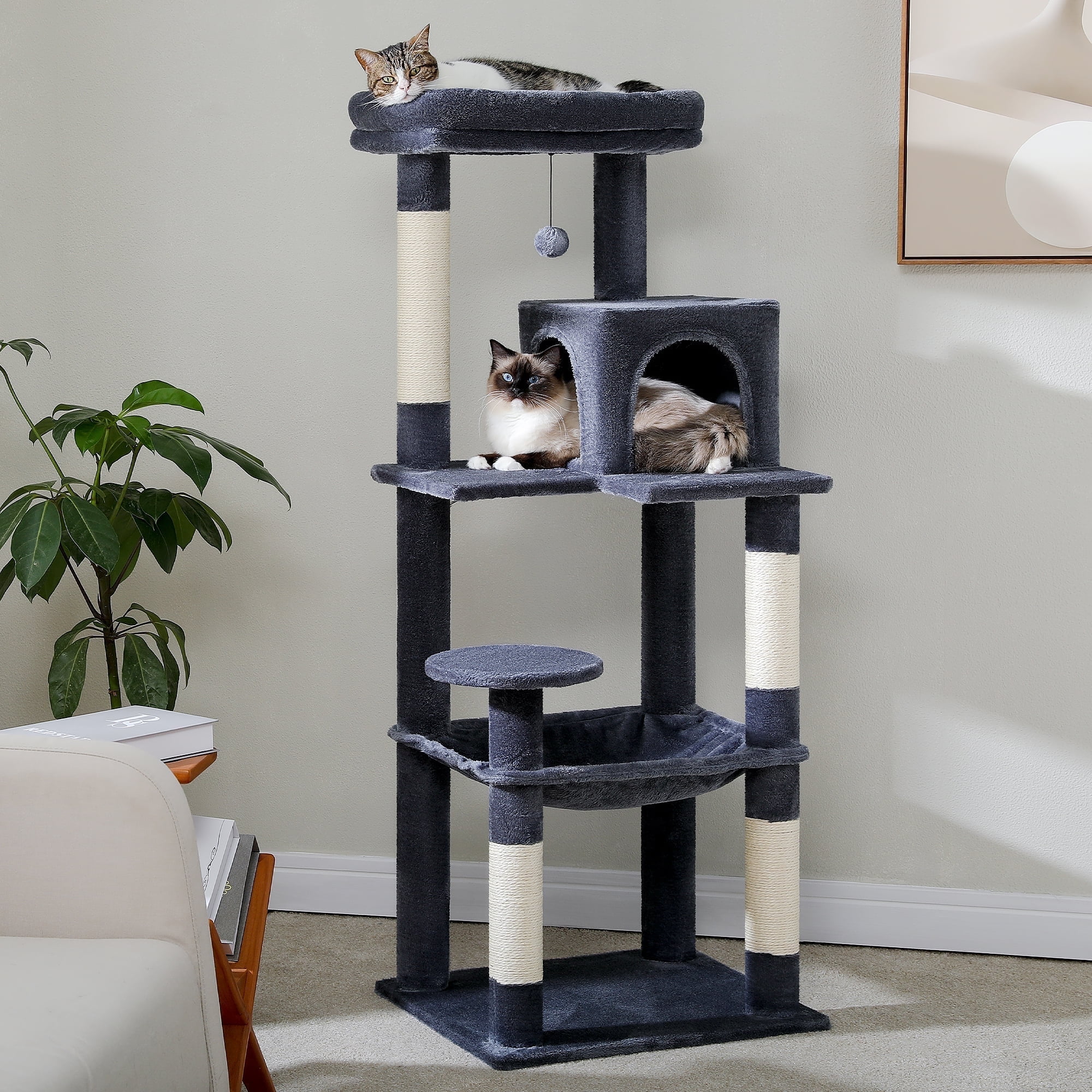 Pawz Road Cat Tree for Large Cats 56"Tall Cat Tower Condo with