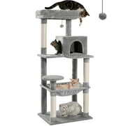 PAWZ Road Cat Tree 56" Sisal Scratching Posts Tower with Large Perch Hammock for All Indoor Cats,Green