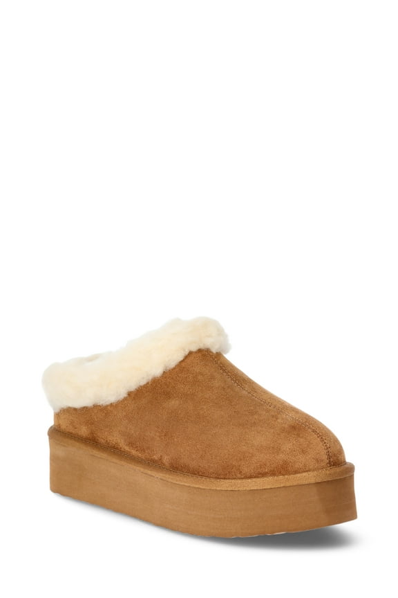 Womens Cozy Lined Platform Slippers