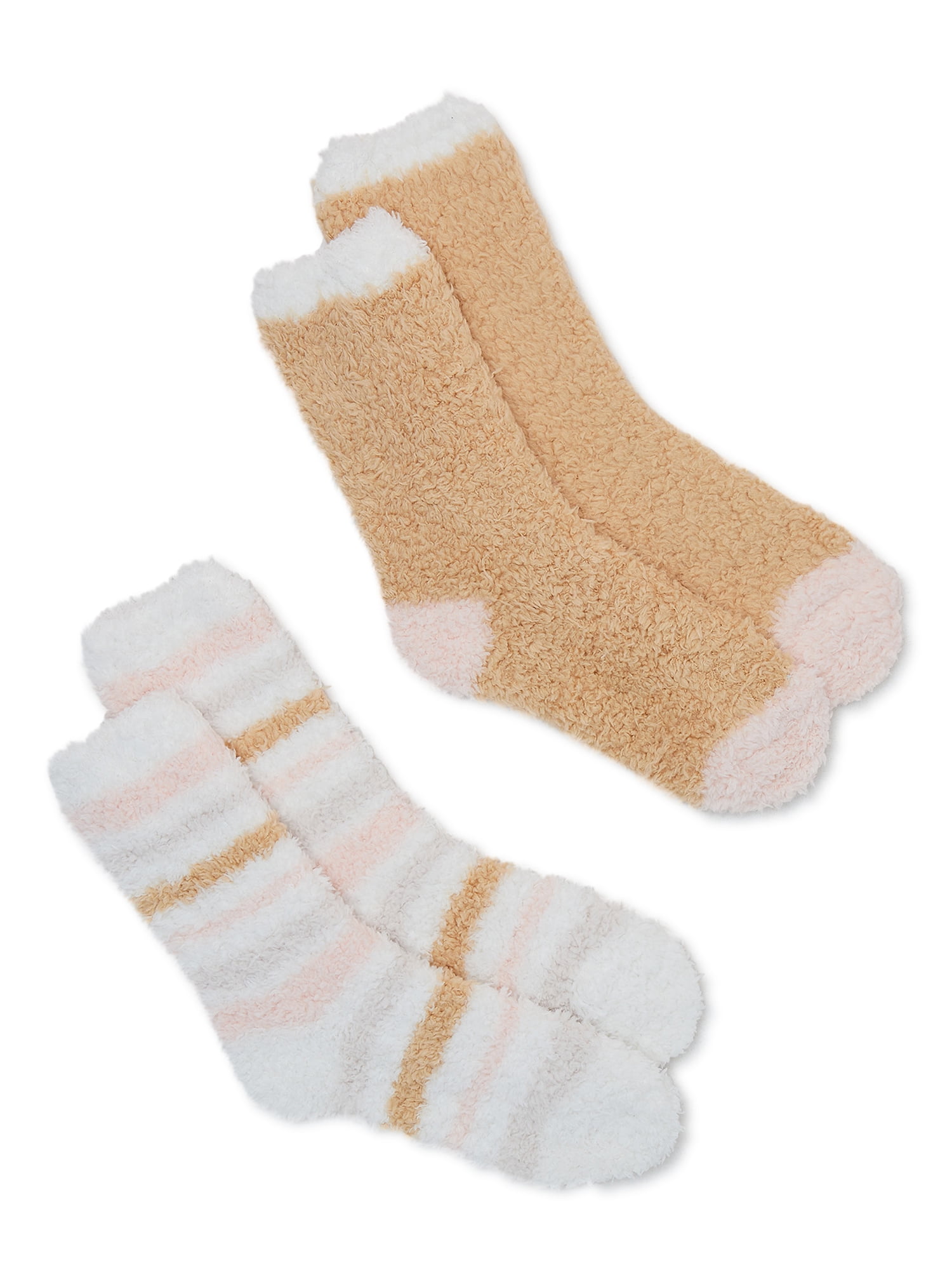 Pawz by Bearpaw Women’s Striped Plush Lounge Crew Socks, 2-Pack