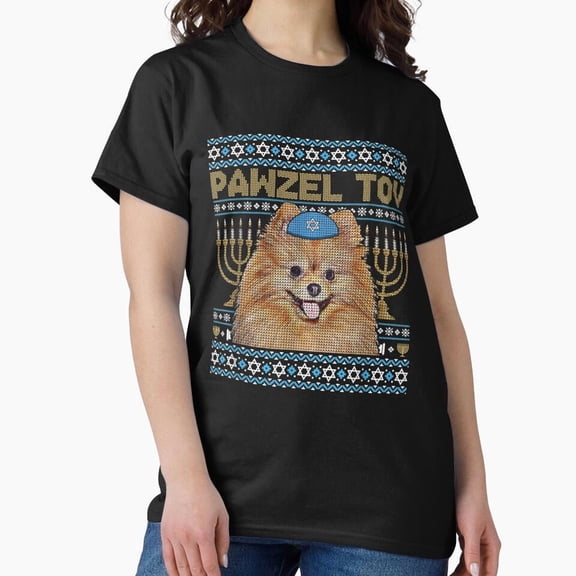 Pawzel Tov, Jewish Pomeranian Dog Funny Hanukkah Holiday Themed Gift G29142 Unisex T-Shirt, Up to Size 5XL