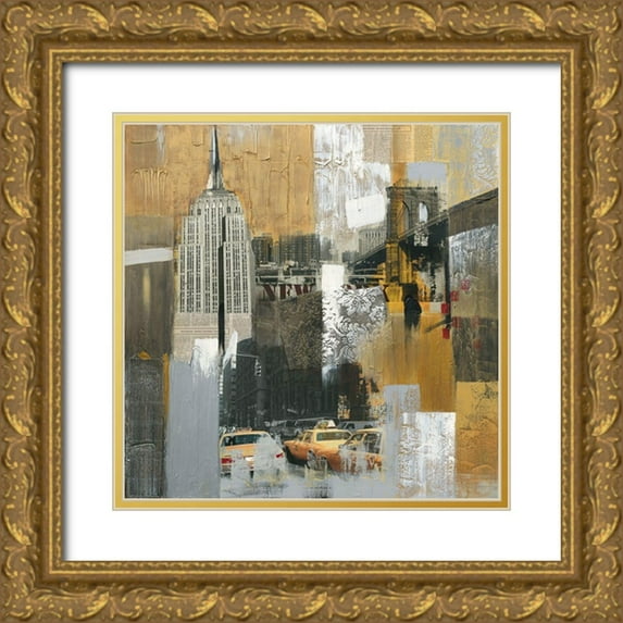 Pax 12x12 Gold Ornate Wood Framed with Double Matting Museum Art Print Titled - CHRYSLER BUILDING