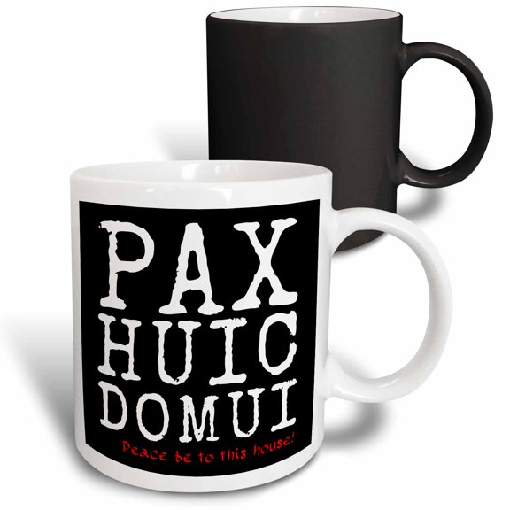 3drose, Pax Huic Domui - Peace Be to This House in Latin on Black, 11oz Magic Transforming Mug