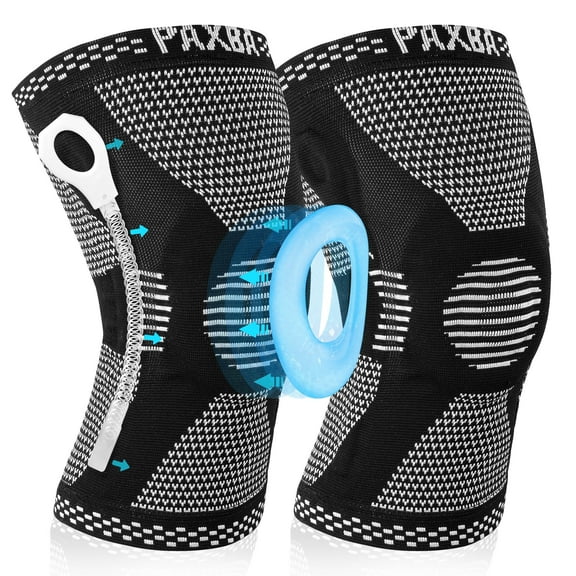 Paxba 2Pcs Knee Braces and Supports, Compression Knee Sleeves for Women & Men, Medical Grade Sport Knee Pads for Running, Basketball, Weightlifting, Gym, Workout, Pressure, Sports (Large)
