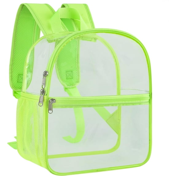 Paxiland Clear Backpack Stadium Approved 12×12×6 with Reinforced and Wider Shoulder Straps, Small Clear Bag for Schools, Concerts, Work, Festivals and Sporting Events - Black