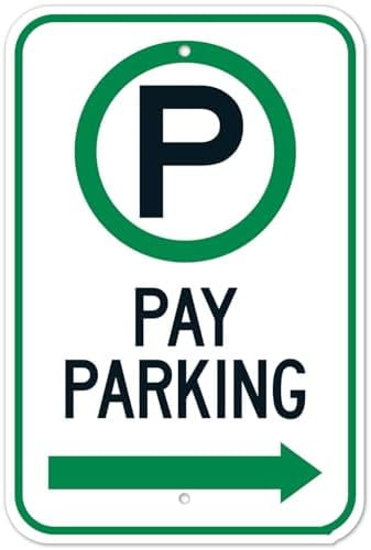 Pay Parking With Right Arrow Sign Parking Safety Signs Metal Tin Sign ...