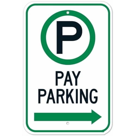 Pay Parking With Right Arrow Sign Parking Safety Signs Metal Tin Sign 8x12 Inch Clear Warning for Home & Busines