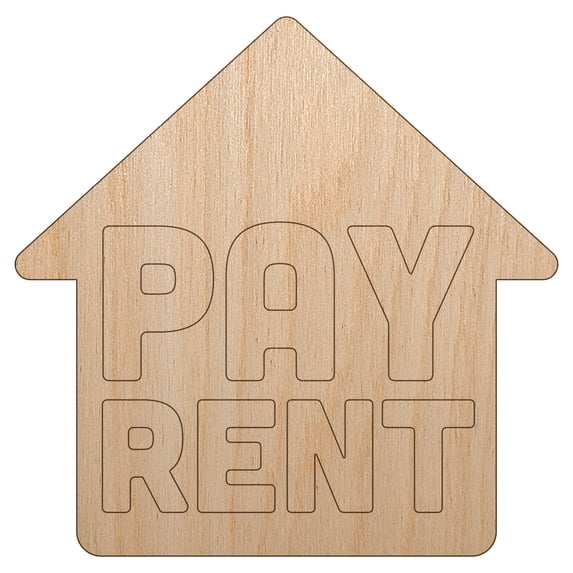 Pay Rent Planner Sticker Wood Shape Unfinished Piece Cutout Craft DIY Projects - 4.70 Inch Size - 1/8 Inch Thick