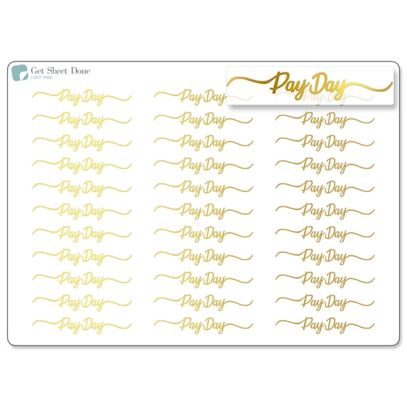 PayDay Foiled Script Planner Stickers / Appointments Reminder Stickers / Script Text / Work Stickers / Bullet Journaling / Bujo / Essential Productivity Stickers