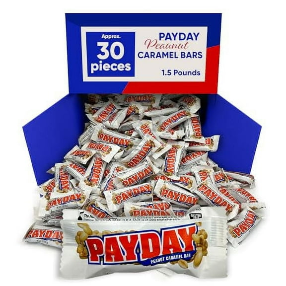 PayDay Peanut Caramel Candy Bar - Payday Snack Size Candy Bar - 1.5 Pounds Approx 30 Peanut Caramel Bars