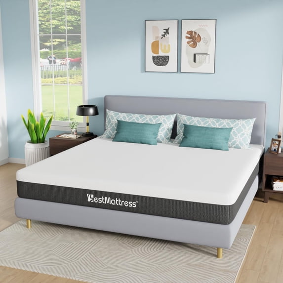 PayLessHere Gel Memory Foam Mattress, Detachable, Medium Sturdy, Boxed, Adults, 10"