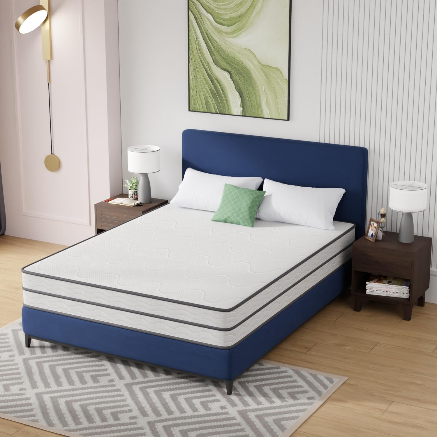 PayLessHere 10 Inch Innerspring Queen Mattress Medium Firm Hybrid Mattress with Removable Cover CertiPUR US Certified Bed in a Box Pressure Relief