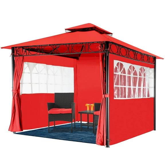 PayLessHere 10'x10' Gazebo for Patio Outdoor Gazebo Canopy UV Protection Canopy Tent, Red