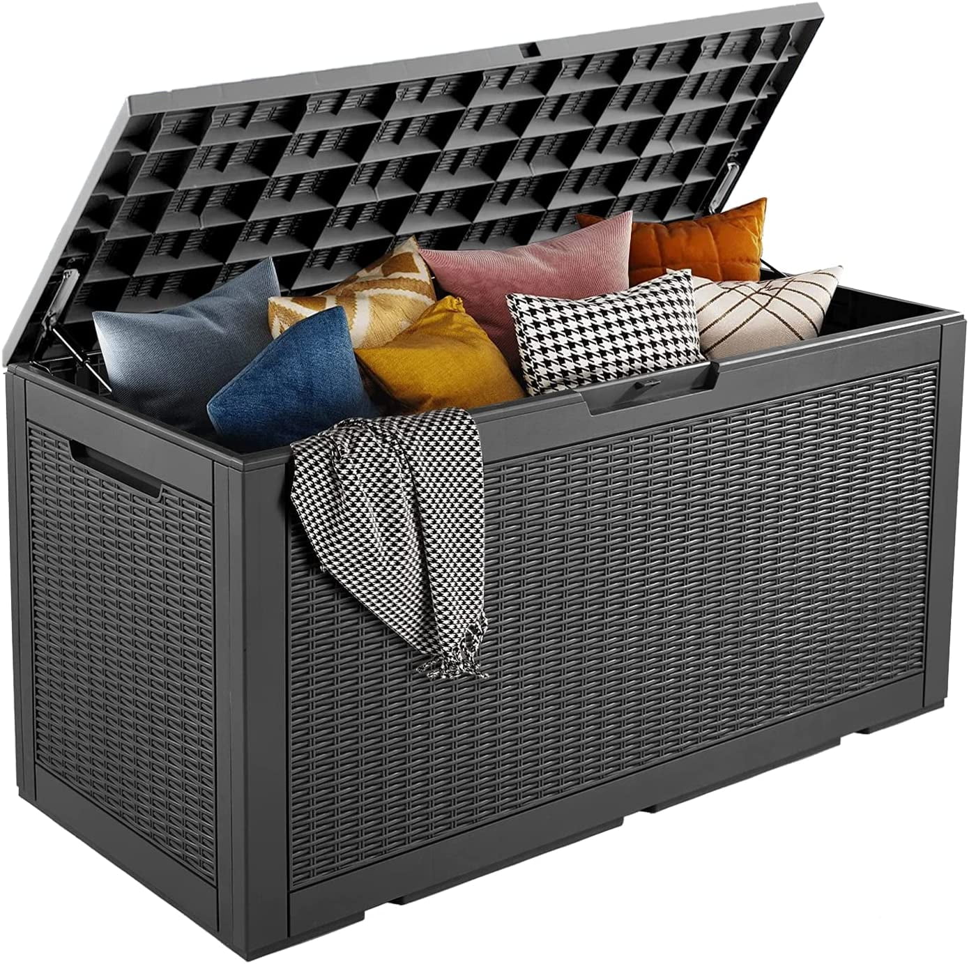 Black 100 Gallon Resin Lockable Outdoor Storage Deck Box