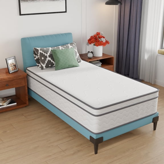 PayLessHere 12 Inch Innerspring Mattress in a Box with Bamboo Charcoal Gel Memory Foam Fiberglass Free CertiPUR-US Certified Medium Firm Spring Mattress Pressure Relief,Twin
