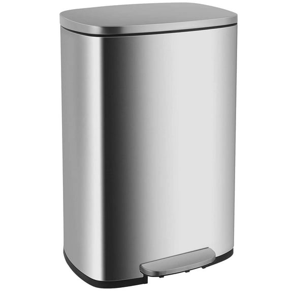 PayLessHere 13Gal Silver Trash Can - Stainless Steel w/Foot Pedal & Soft Close