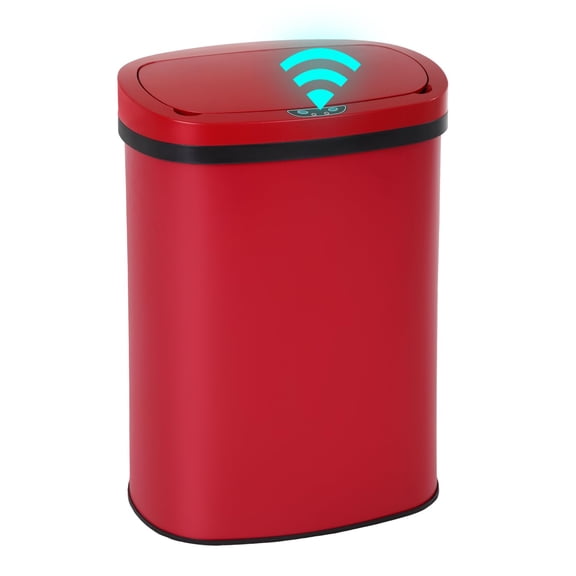 PayLessHere 13Gal Touchless Trash Can - Stainless Steel Auto Lid for Kitchen,Red