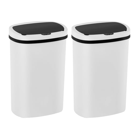 PayLessHere 13Gal Trash Can - Touchless Automatic Lid, Plastic Garbage Can for Kitchen (2, White)