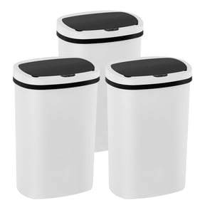 PayLessHere 13Gal Trash Can - Touchless Automatic Lid, Plastic Garbage Can for Kitchen  (3, White)