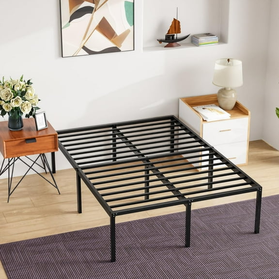 PayLessHere 18 Inch High Metal Platform Bed Frame Noise-Free Easy Assembly (Full)