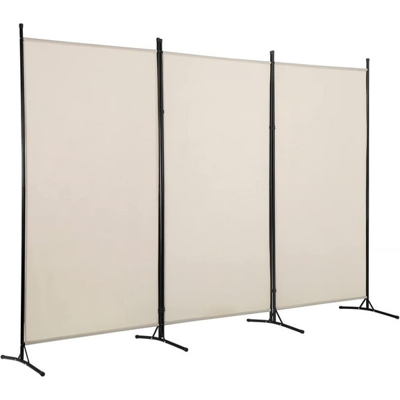PayLessHere 3 Panel Room Divider Folding Privacy Screen 5.9FT Partition Room Separators with Metal Frame Portable Freestanding Room Divider for Bedroom,Office,Dining Room,Living Room (Beige)