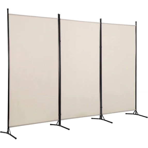 PayLessHere 3 Panel Room Divider Folding Privacy Screen 5.9FT Partition Room Separators with Metal Frame Portable Freestanding Room Divider for Bedroom,Office,Dining Room,Living Room,Beige