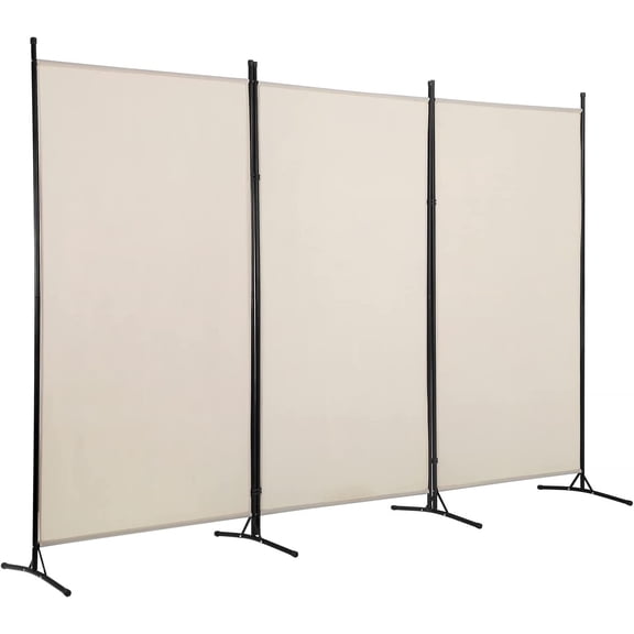 PayLessHere 3 Panel Room Divider Folding Privacy Screen 5.9FT Partition Room Separators with Metal Frame Portable Freestanding Room Divider for Bedroom,Office,Dining Room,Living Room,Beige