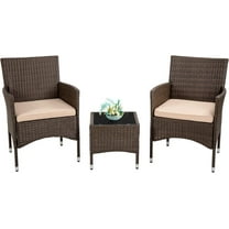 PayLessHere 3 Pieces Wicker Bistro Set Outdoor Patio Set,Khaki