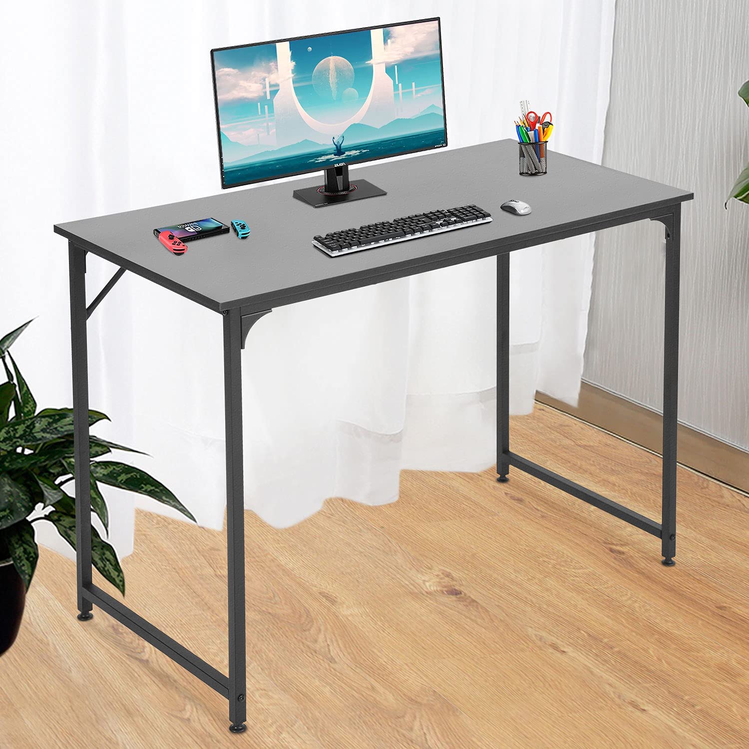 PayLessHere 39 inch Computer Desk Modern Writing Desk, Simple Study Table, Industrial Office Desk, Sturdy Laptop Table for Home Office, Black - image 1 of 7