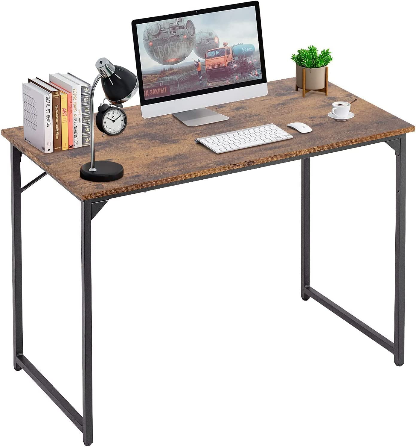 PayLessHere 47 inch Computer Desk Gaming Desk Multi-Function Writing Table  Student Art Modren Simple Style PC Wood and Metal Desk Workstation, Black
