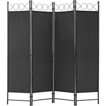 PayLessHere 4 Panel Room Divider 6 ft Steel for Home Office Bedroom, Black