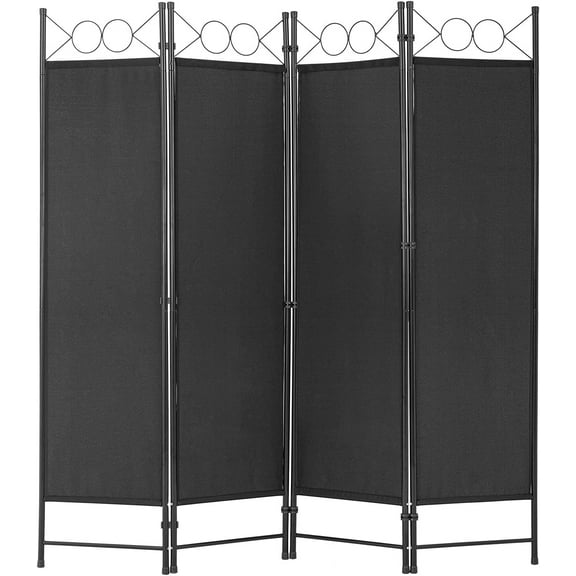 PayLessHere 4 Panel Room Divider 6 ft Steel for Home Office Bedroom, Black