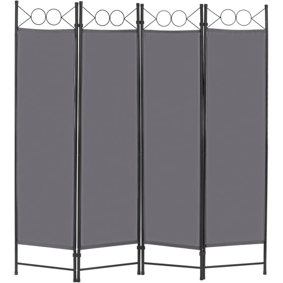 PayLessHere 4 Panel Room Divider 6 ft Steel for Home Office Bedroom, Grey