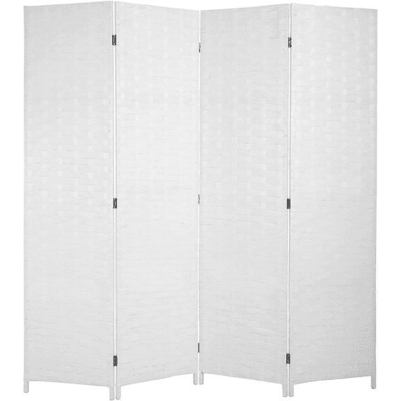 PayLessHere 4 Panel Simple Pastoral Style Foldable Porch Living Room Office Room Divider,White