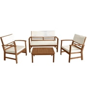 PayLessHere 4 Pieces Modern Wood Patio Outdoor Indoor Use,Nature