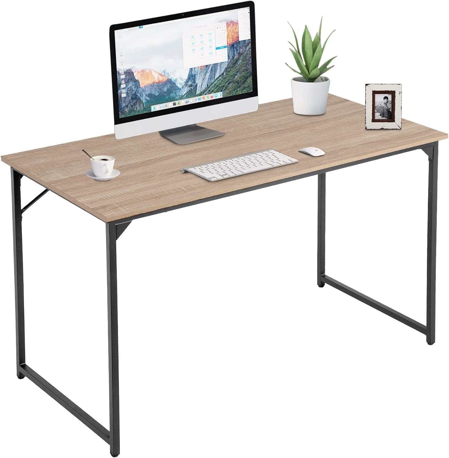 SINPAID Computer Desk 40 inches with 2-Tier Shelves Sturdy Home Office Desk  with Large Storage Space Modern Gaming Desk Study Writing Laptop Table,  White Desk 