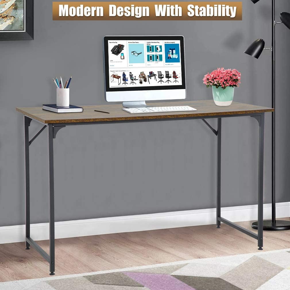 47'' Black Wood and Metal Rectangular Gaming Desk