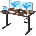thumbnail image 1 of PayLessHere 48 Adjustable Height Standing Desk Computer Desk with Large Space and Headphone Holder Office Desk with Electric Lifting and 2 Memory Function for Office Meeting Room,Brown, 1 of 7