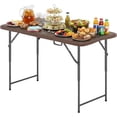 thumbnail image 1 of PayLessHere 4FT Folding Table Waterproof with Carry Handle with Lock,Brown Ratten, 1 of 7
