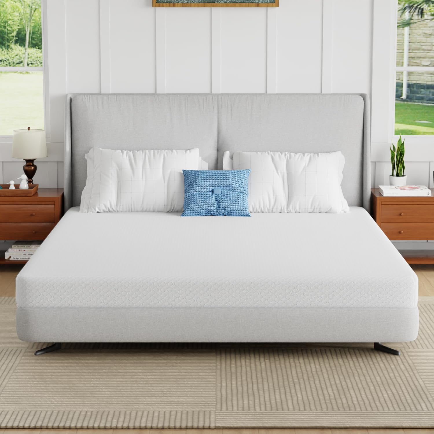 PayLessHere 5/6 Bamboo Charcoal Gel Infused Memory Foam Mattress/Green Tea Memory Foam Mattress/CertiPUR-US Certified(6 Inch, King)