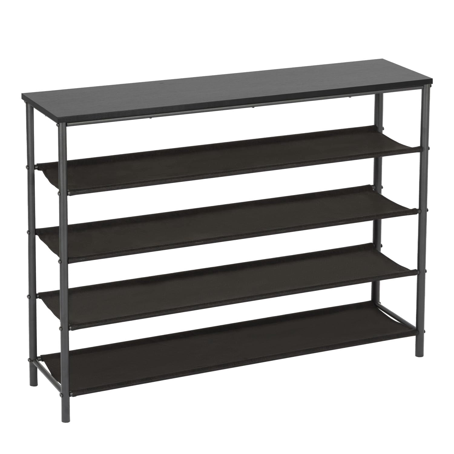 PayLessHere 5 Tier Shoe Rack Shoe Bench Shoe Rack Shelf with Steel Frame Standing for Closet Entryway Hallway Corridor Storage Organizers (Black)