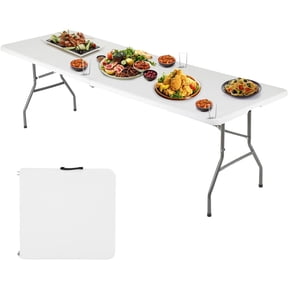 FDW 6 Foot Folding Camping Table for Picnic Table Party Table, White