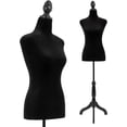 thumbnail image 1 of PayLessHere Dress Form Mannequin Torso Female with Wooden Tripod Stand Adjustable for Sewing Counter Display, Black, 1 of 8