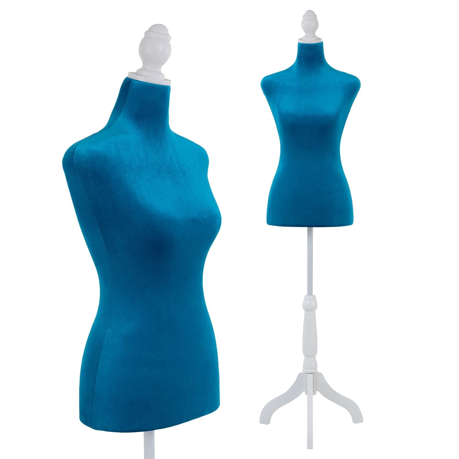 PayLessHere Adjustable Mannequin Torso, High Density Foam Dress Form with Wooden Tripod Stand, Portable Display (Blue)