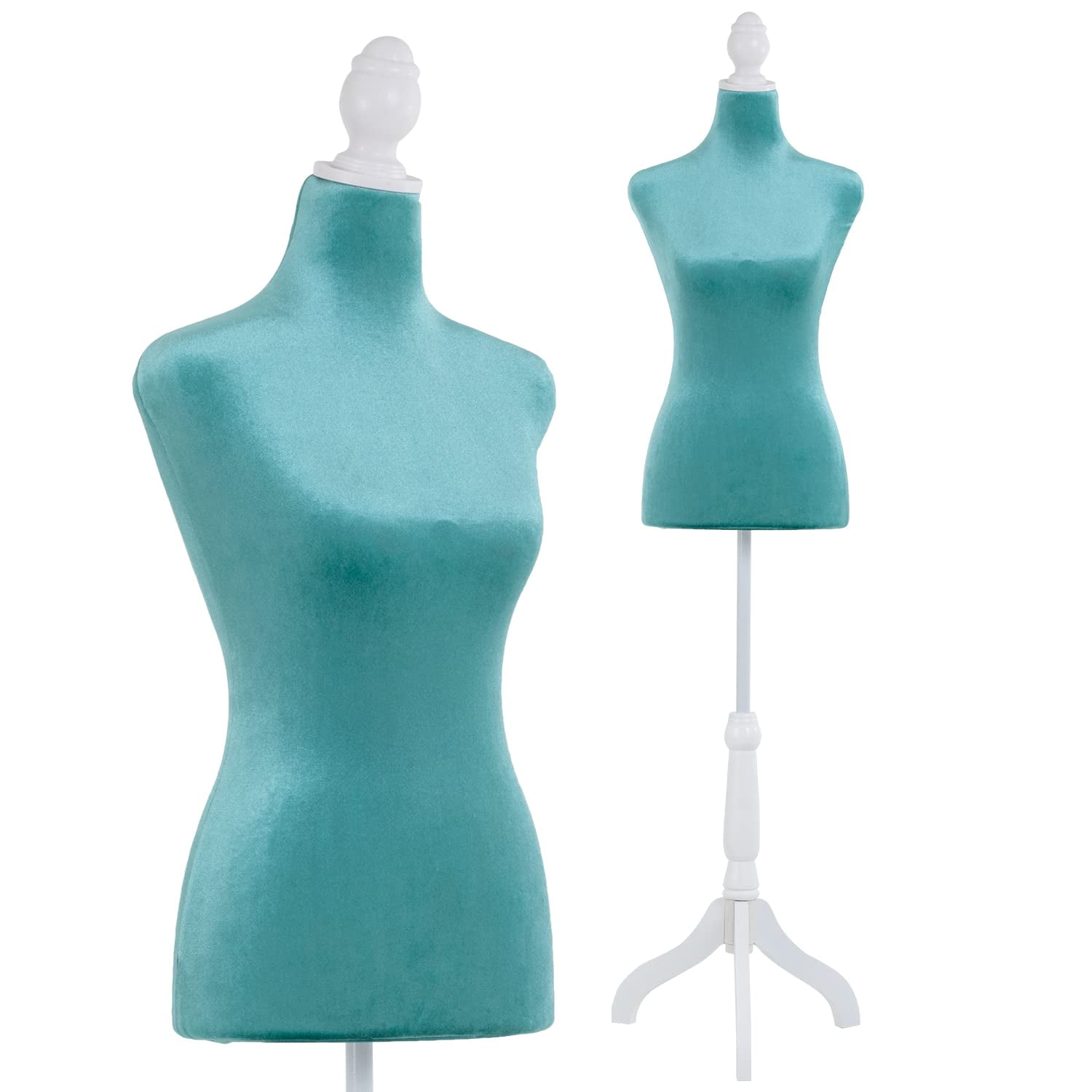 PayLessHere 63" Adjustable Female Mannequin - Wooden Tripod Stand, Green Dress Form